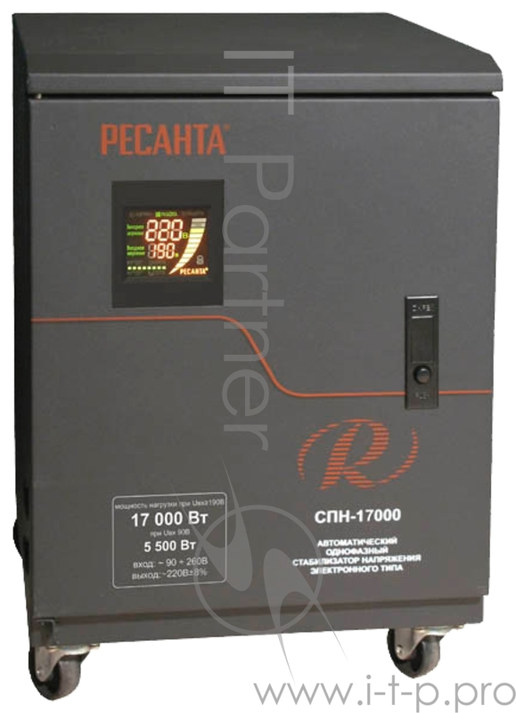 Стабилизатор напряжения Ресанта СПН-17000 электронный однофазный серый