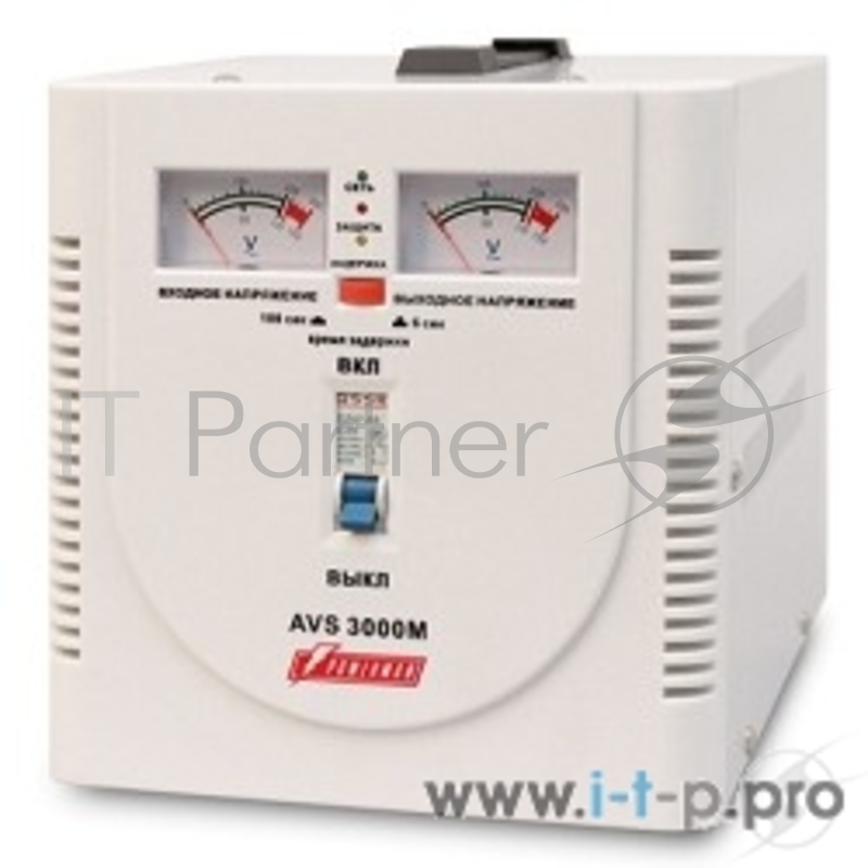 Стабилизатор напряжения Powerman AVS 3000M White (220В±8% 3000ВА,16А,КПД 98%,. индикация вх./вых.)