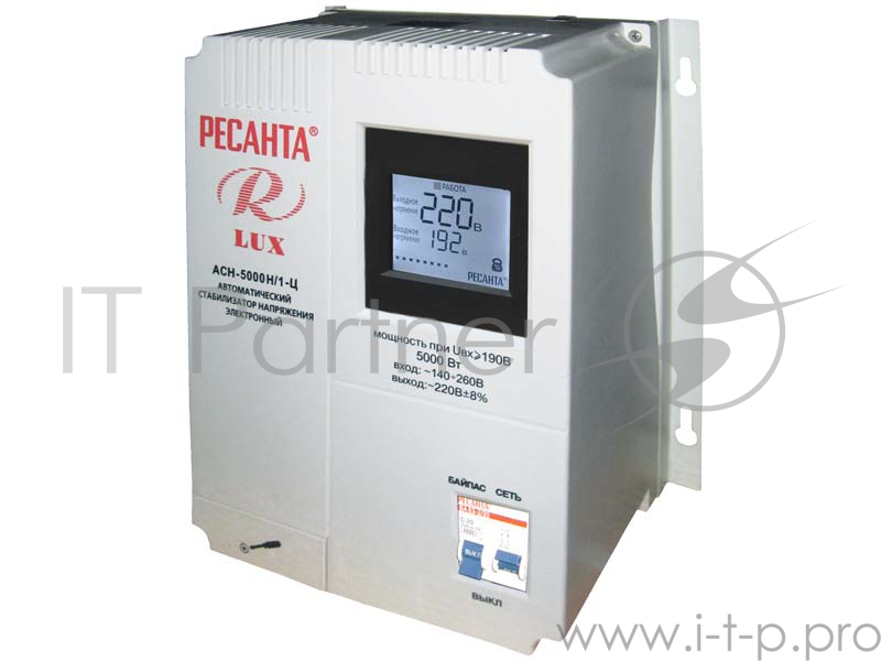 Ресанта Стабилизаторы напряжения Ресанта АСН-5 000 Н/1-Ц 63/6/16 Стабилизатор Lux {220В±8%, Габариты 260х155х310, Вес 8кг}