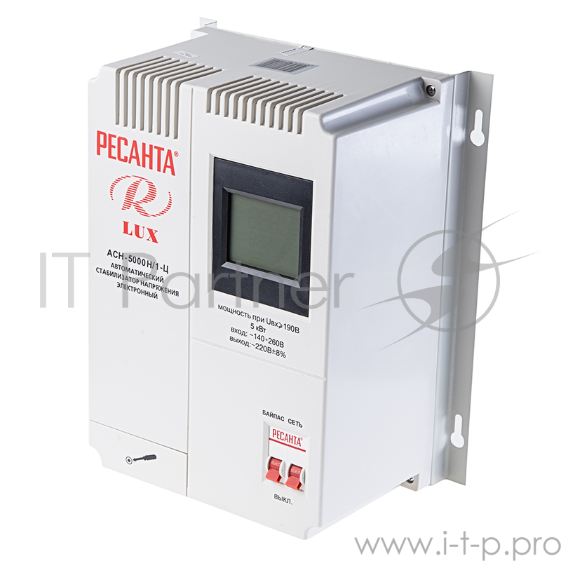 Ресанта Стабилизаторы напряжения Ресанта АСН-5 000 Н/1-Ц 63/6/16 Стабилизатор Lux {220В±8%, Габариты 260х155х310, Вес 8кг}