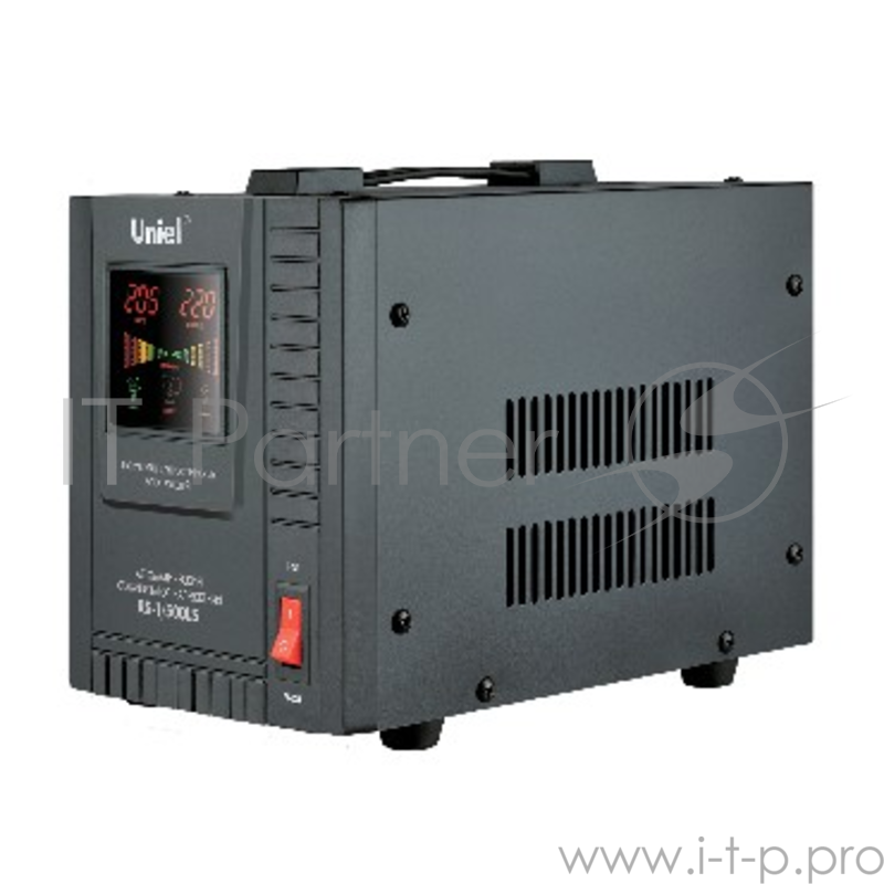 Стабилизатор напряжения UNIEL (9496) RS-1/500LS напольный, 70-275 В, 500ВА(Однофазный электронны(релейный) стабилизатор,цифровой дисплей,номинальная мощность 0,5кВА,диапазон входного напряжения 70-275В,выходное напряжение 220+/-10%В,частота 50/60Гц,т