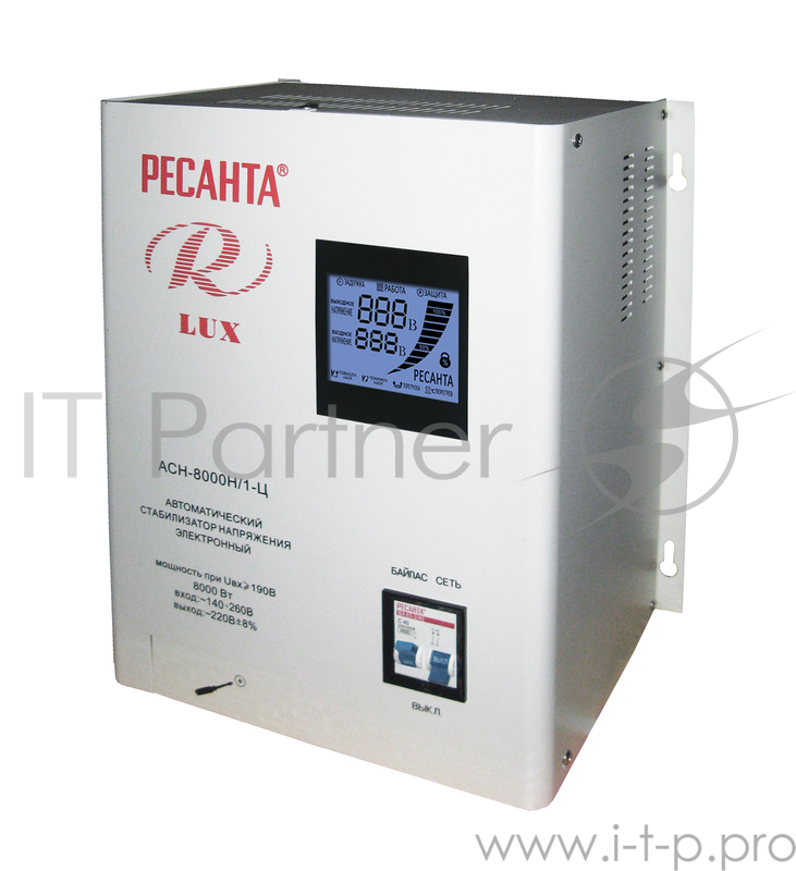 Ресанта Стабилизаторы напряжения Ресанта АСН-8 000 Н/1-Ц 63/6/17 Стабилизатор Lux {220В±8%, Габ. 305х190х360, Вес 15кг}