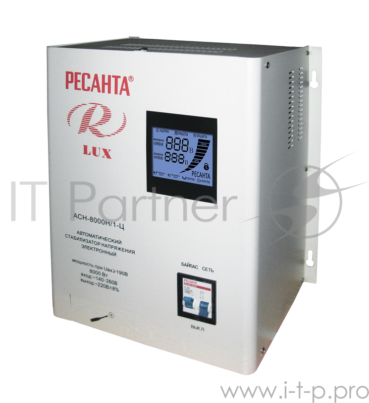 Ресанта Стабилизаторы напряжения Ресанта АСН-8 000 Н/1-Ц 63/6/17 Стабилизатор Lux {220В±8%, Габ. 305х190х360, Вес 15кг}