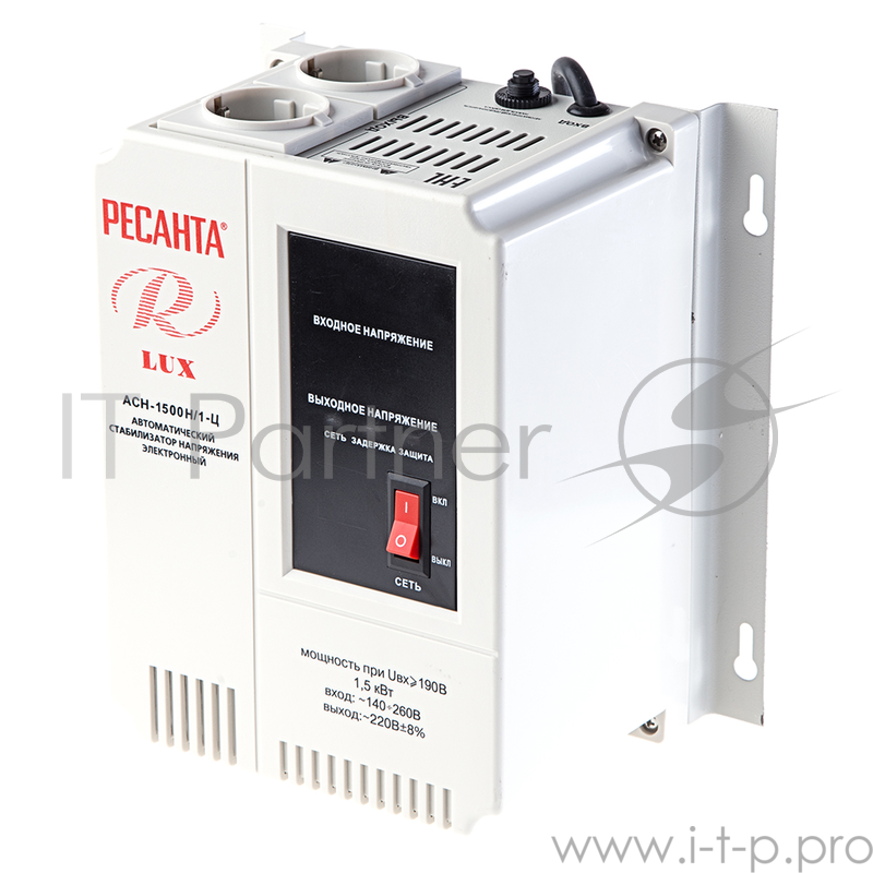 Ресанта Стабилизаторы напряжения Ресанта АСН-1 500 Н/1-Ц 63/6/20 Стабилизатор Lux {220В±8%, Габариты 206х133х230, Вес 4,5кг}