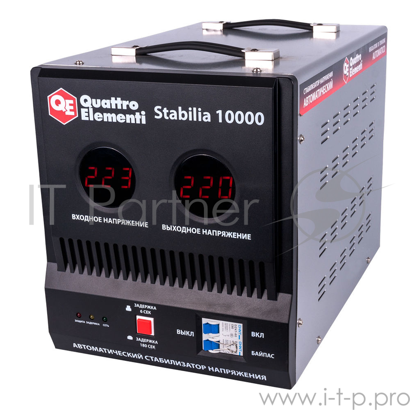 Стабилизатор QE Stabilia 10000 однофазный, цифровой 220В 10000ВА вх.:140-270В