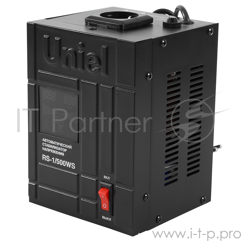 Стабилизатор напряжения UNIEL RS-1/500WS однофазный, цифровой 220В 400Вт вх.:125-270В