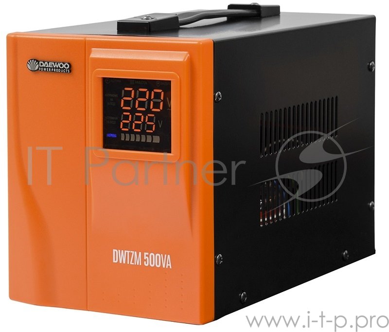 Стабилизатор напряжения DAEWOO DW-TZM500VA 500Вт 140-270В 20мс кпд 95% защита от кз/помех 1х220В
