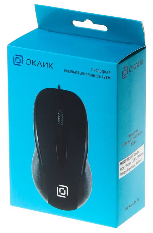 Мышь Oklick 295M черный оптическая (1000dpi) USB (2but) 412847
