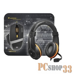 Мышь Defender Warhead MPH-1600 черный, Игровой набор: мышь+гарнитура+ковер 52706