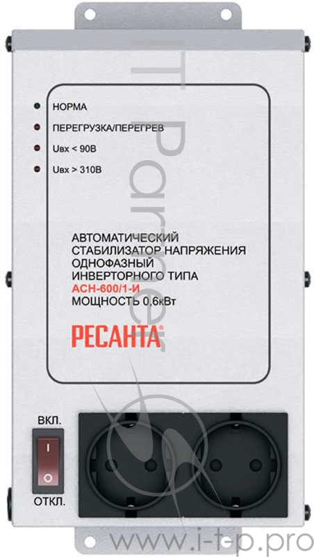 Стабилизатор напряжения Ресанта АСН-600/1-И электронный однофазный серый