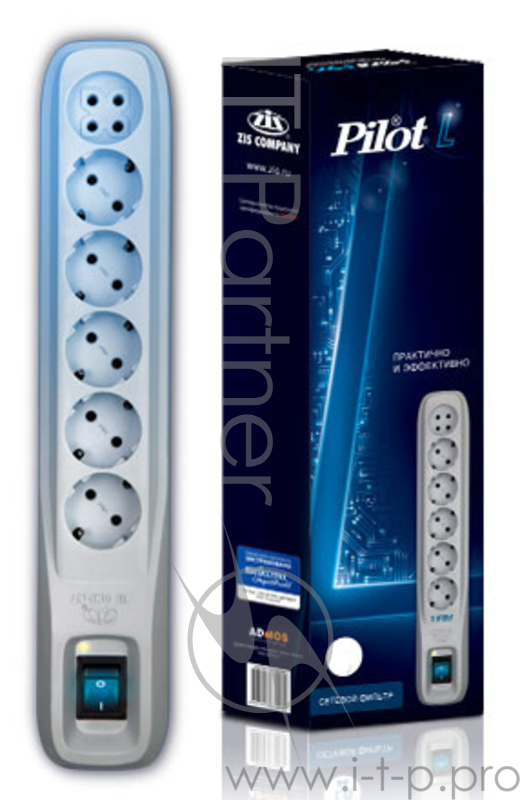 Сетевой фильтр Pilot L 3м (6 розеток) белый (коробка)