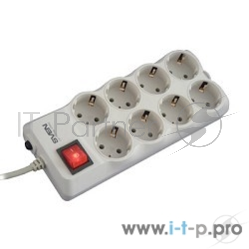 Сетевой фильтр SVEN Фильтр Optima Pro 1.8 м, 8 евророзеток, серый