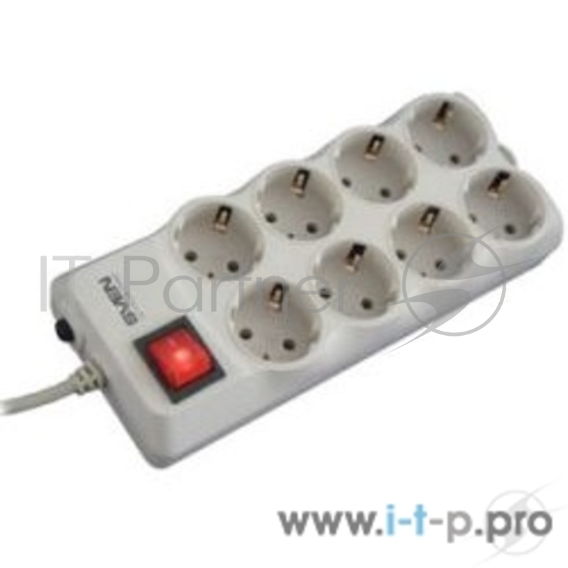 Сетевой фильтр SVEN Фильтр Optima Pro 3.1 м, 8 евророзеток, серый