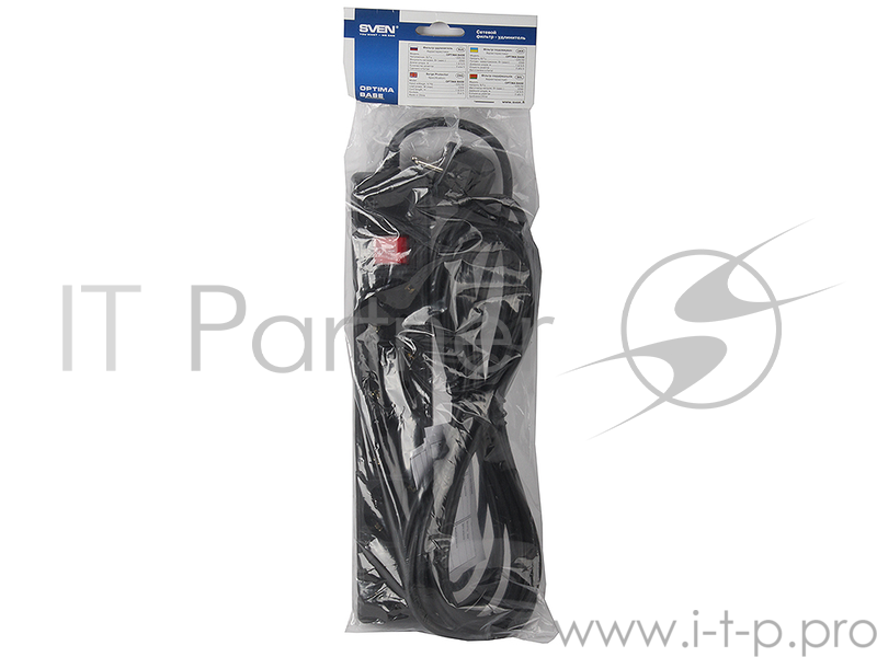 Сетевой фильтр SVEN Фильтр Optima Base 5.0m 5евророзеток, черный