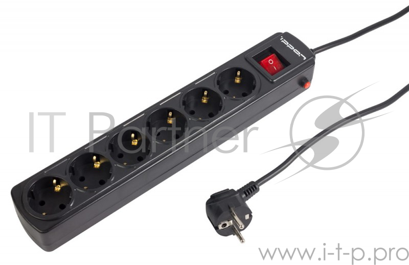Сетевой фильтр Ippon BK212 1.8м (6 розеток) черный (коробка)