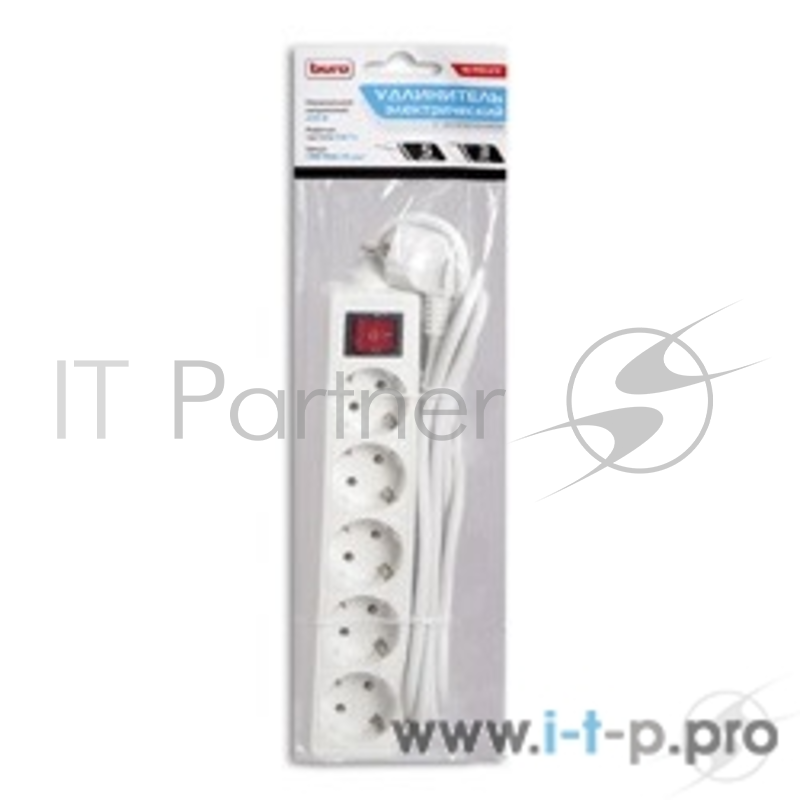 Сетевой фильтр BURO Удлинитель электрический с заземлением, 5 розеток, 3 метра, BU-PS5.3/W (828017)
