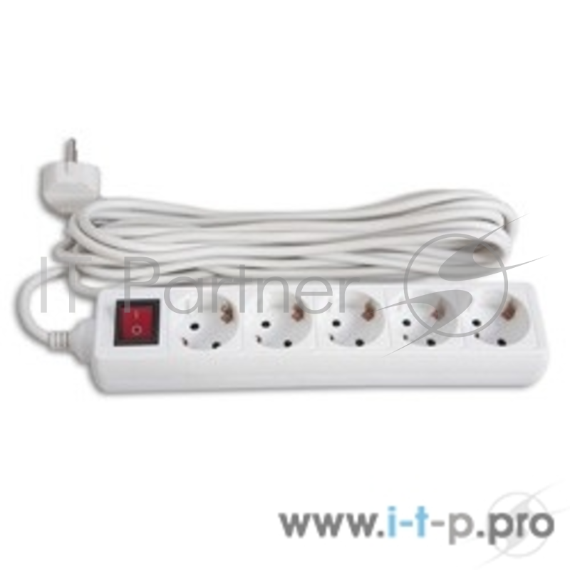 Сетевой фильтр BURO Удлинитель электрический с заземлением, 5 розеток, 3 метра, BU-PS5.3/W (828017)
