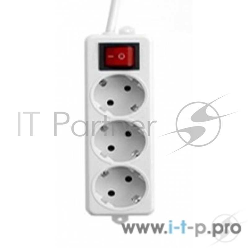Сетевой фильтр Gembird Удлинитель Гарнизон ELB-G3-W-2, 3 евророзетки с выключателем и заземлением, допустимый ток 16А, длина 2м.