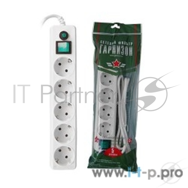 Сетевой фильтр Gembird Сетевой фильтр Гарнизон EHLW-5 1.4 м 5 р белый