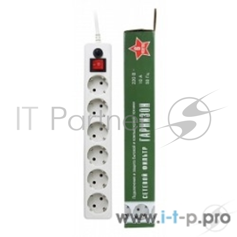 Сетевой фильтр Gembird Сетевой фильтр Гарнизон EHW-10 3.0 м 6 розеток белый