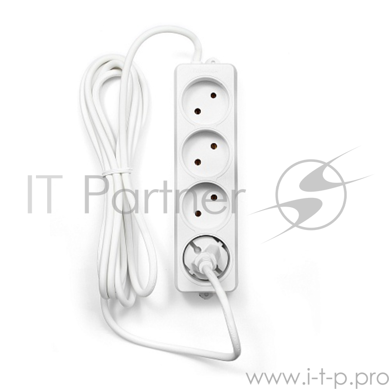 Сетевой фильтр Gembird Удлинитель Гарнизон EL-NL4-W-3, 4 розетки допустимый ток 10А, длина 3м.