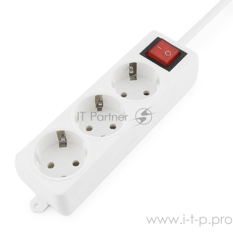 Сетевой фильтр Gembird Удлинитель Гарнизон EL-NB-G3-W-3, 3 евророзетки с выключателем и заземлением, допустимый ток 10А, длина 3м.