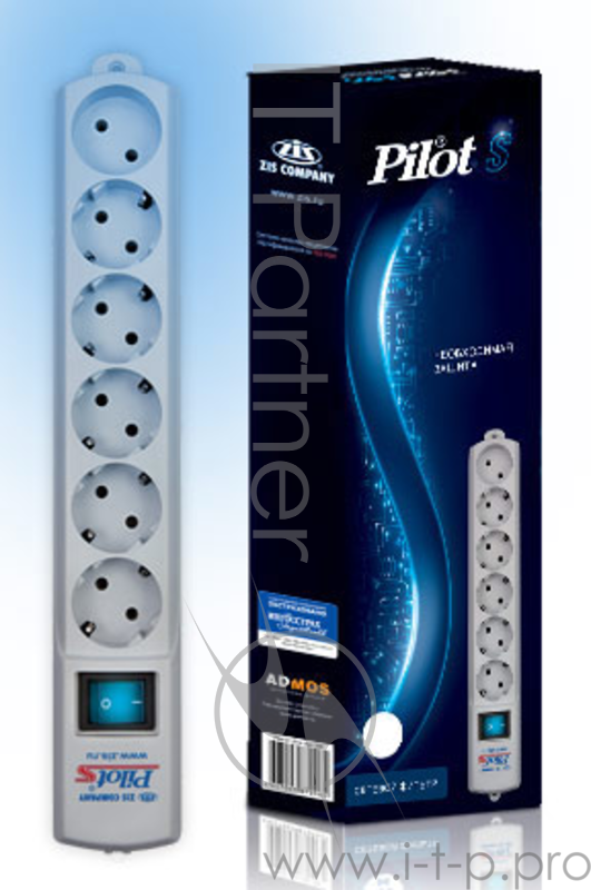 Сетевой фильтр Pilot S 5м (6 розеток) белый (коробка)