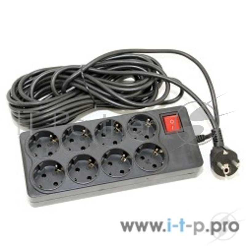 Сетевой фильтр 5bites EXTRA SP8-B-75, 8 розеток, 3x0.75mm2, 7.5м, черный