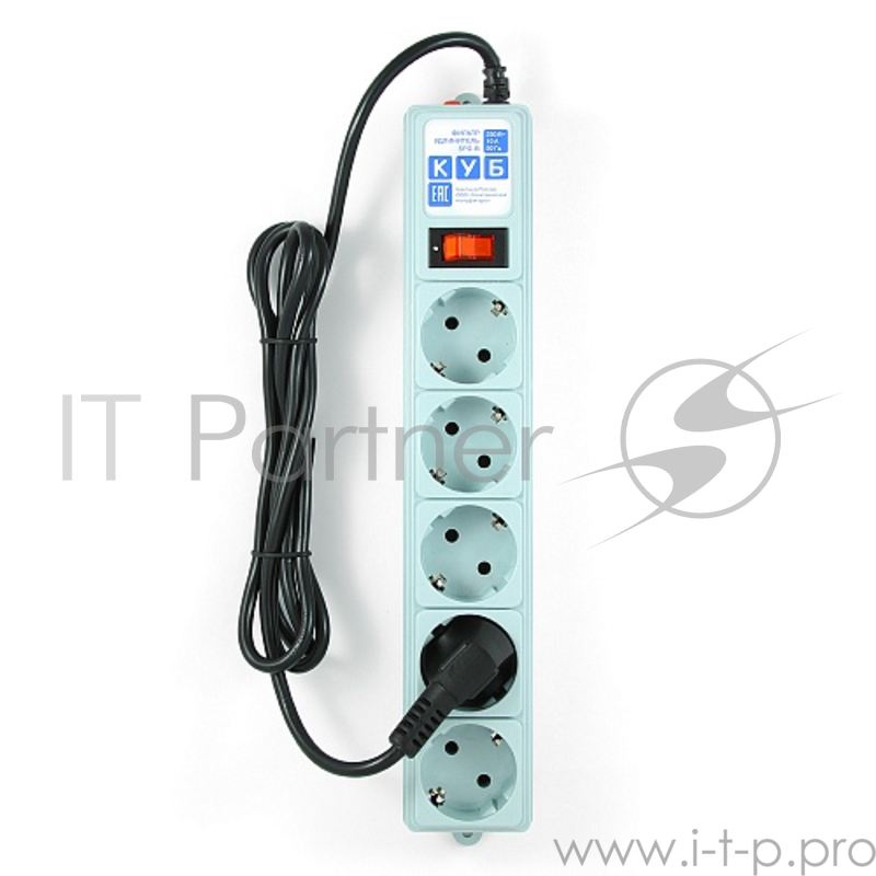 Сетевой фильтр POWER CUBE 1,9 м.* 5 розеток, светло-серый