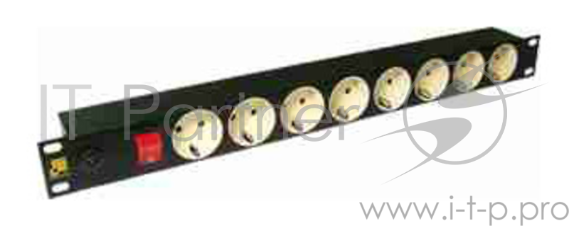 Блок распределения питания Lanmaster LAN-EP19-8P/S-1.8M гор.размещ. 8xSchuko базовые 10A C14 1.8м