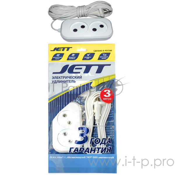Удлинитель ДЖЕТТ РС-2 без з/м, 2р*3м (провод ШВВП )155-053