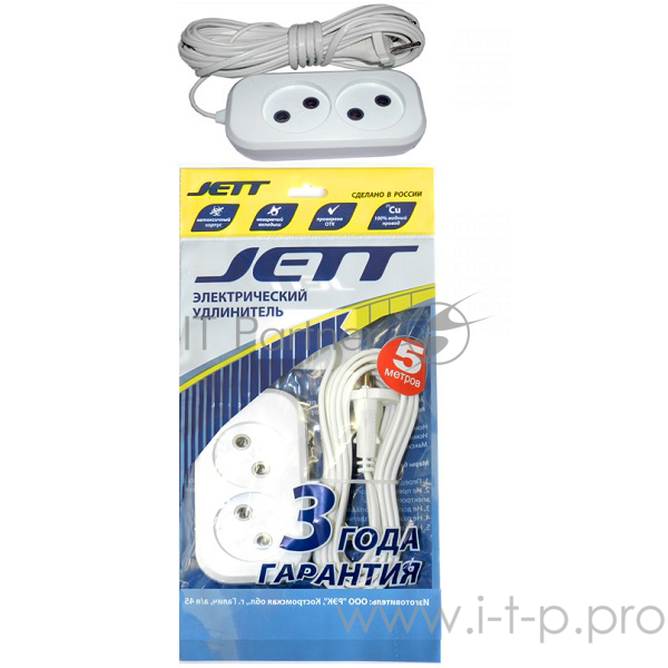 Удлинитель ДЖЕТТ РС-2 без з/м, 2р*5м (провод ШВВП ) 155-055