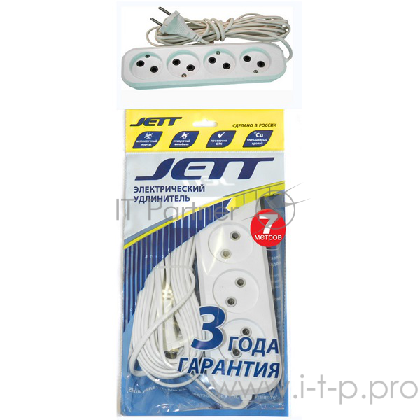 Удлинитель ДЖЕТТ РС-4 без з/м, 4р*7м ( провод ШВВП ) (45) 155-087
