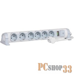 Бытовые удлинители Legrand (694637) 6 X 2К+З {МНОГОРОЗЕТОЧНЫЙ БЛОК ''КОМФОРТ'' 6 X 2К+З - С КАБЕЛЕМ ДЛИНОЙ 3 М, 3500 Вт, 16 А}