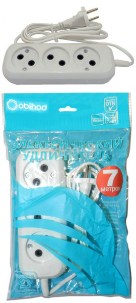 Сетевой удлинитель ОБИХОД РС-3 без з/м 3*7м ( ШВВП ) (50) 150-507
