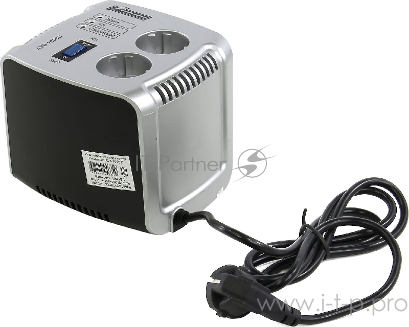 Сетевой фильтр Powerman Стабилизаторы напряжения AVS 1000 C BlackSilver (1000ВА,5А,КПД 98%,без индикации,настольный)