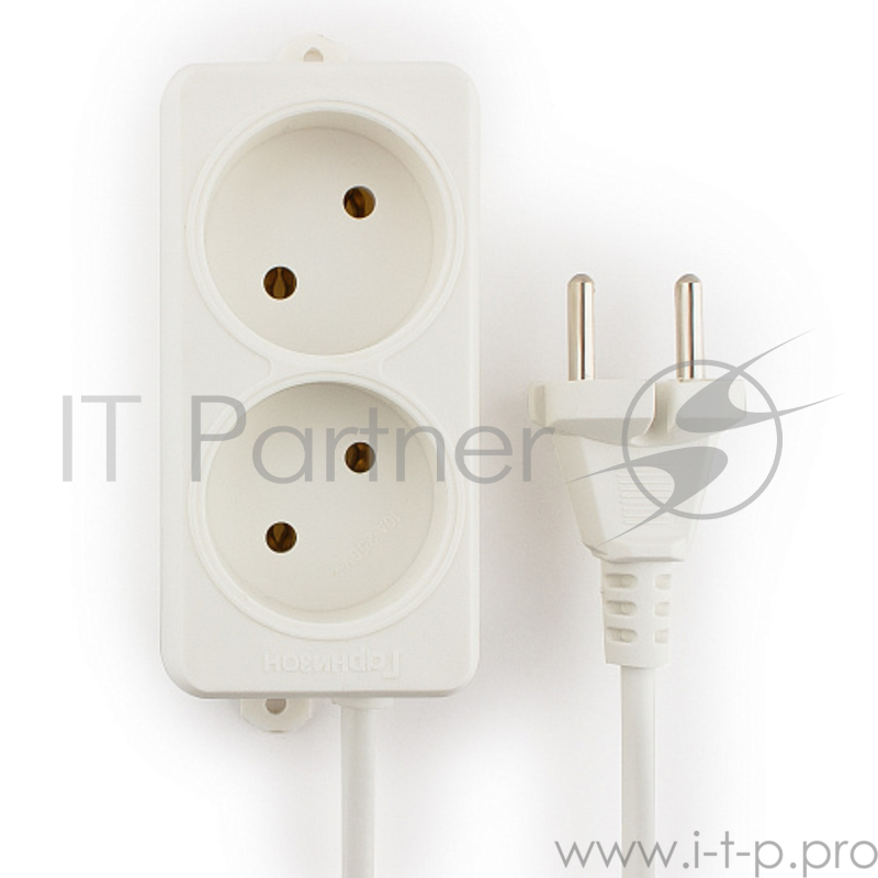 Сетевые фильтры Gembird Удлинитель Гарнизон EL-NL2-W-2, 2 розетки, допустимый ток 10А, длина 2м.