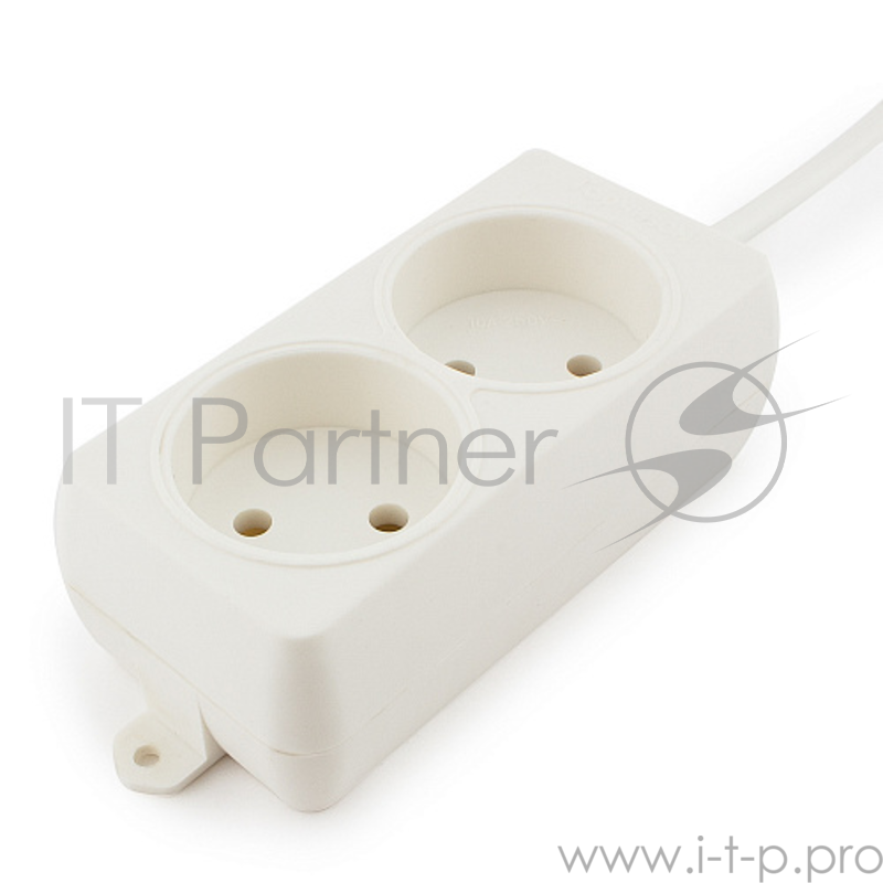 Сетевые фильтры Gembird Удлинитель Гарнизон EL-NL2-W-2, 2 розетки, допустимый ток 10А, длина 2м.