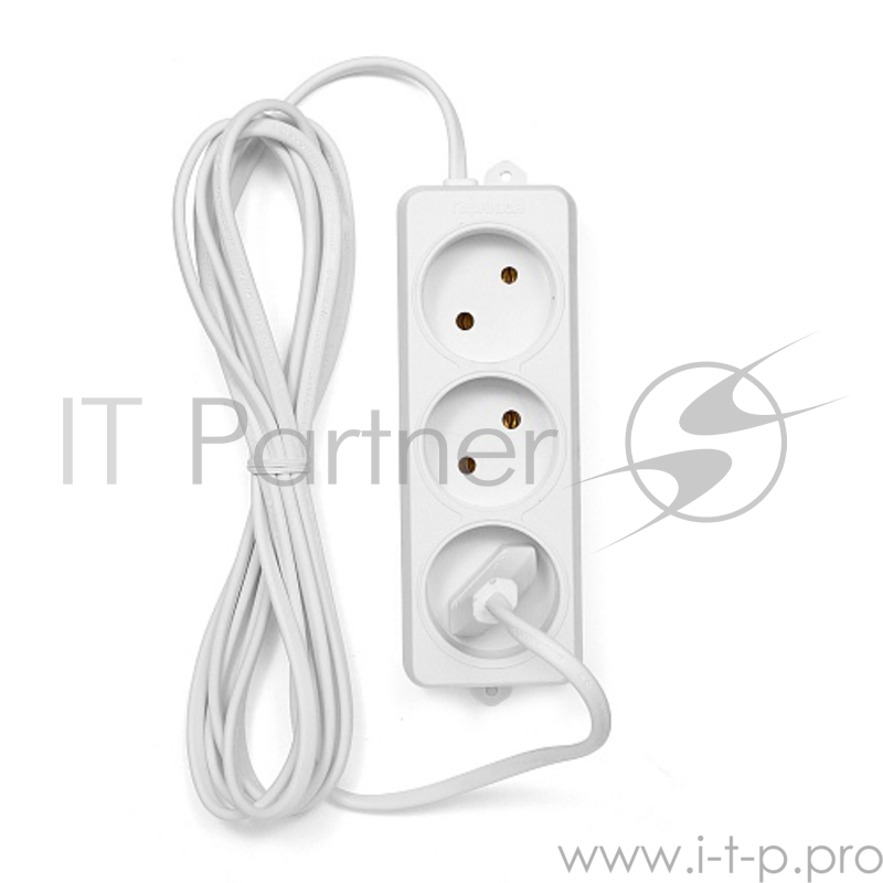Сетевые фильтры Gembird Удлинитель Гарнизон EL-E3-W-3, 3 розетки допустимый ток 6А, длина 3м.