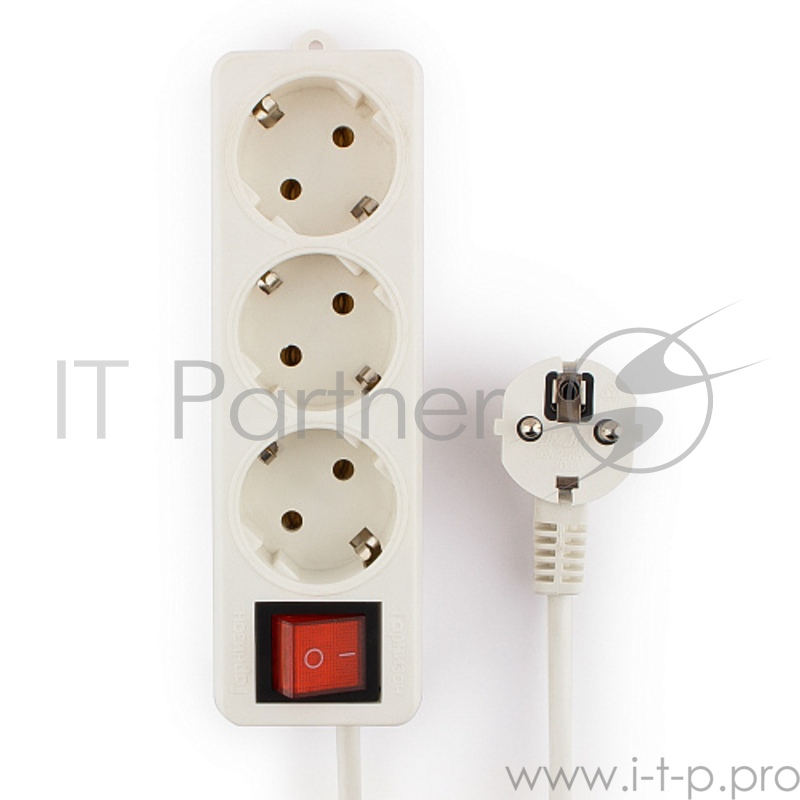Сетевые фильтры Gembird Удлинитель Гарнизон EL-NB-G3-W-5, 3 евророзетки с выключателем и заземлением, допустимый ток 10А, длина 5м