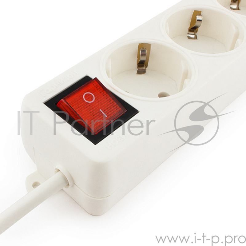 Сетевые фильтры Gembird Удлинитель Гарнизон EL-NB-G3-W-5, 3 евророзетки с выключателем и заземлением, допустимый ток 10А, длина 5м