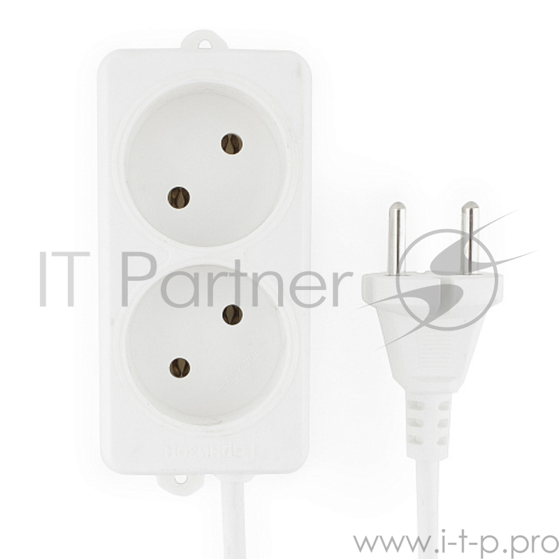 Сетевые фильтры Gembird Удлинитель Гарнизон EL-NL2-W-5, 2 розетки, допустимый ток 10А, длина 5м.
