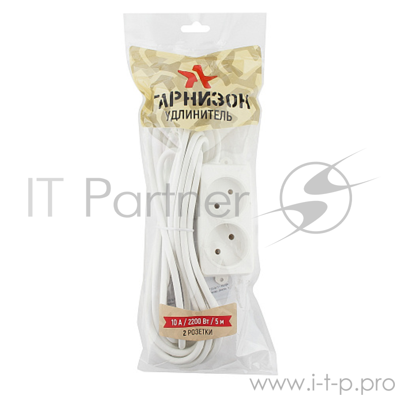 Сетевые фильтры Gembird Удлинитель Гарнизон EL-NL2-W-5, 2 розетки, допустимый ток 10А, длина 5м.