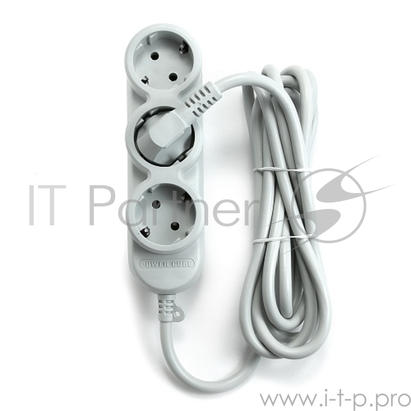 Бытовой удлинитель PowerCube, 3+2 розетки, 2200 Вт, 10 А, 3.0 м