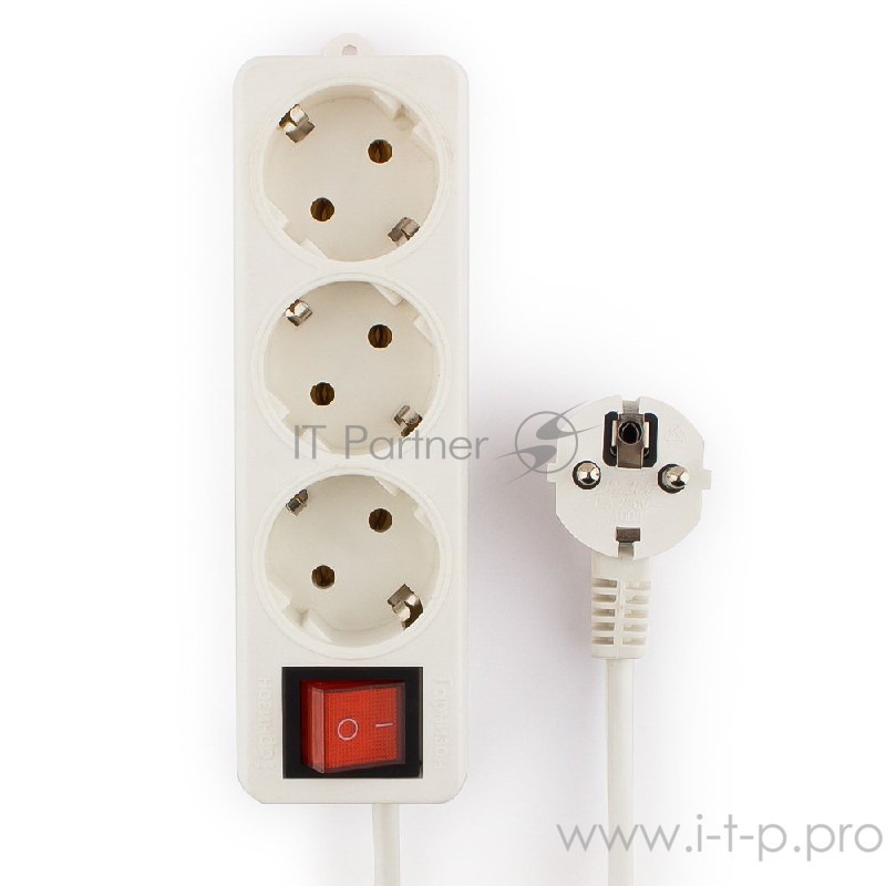 Удлинитель Гарнизон ELB-G3-W-5, 3 евророзетки с выключателем и заземлением, допустимый ток 16А, длина 5м.