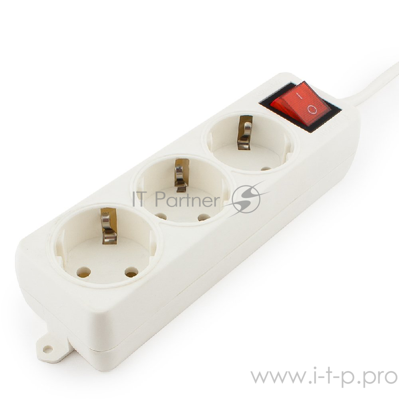 Удлинитель Гарнизон ELB-G3-W-5, 3 евророзетки с выключателем и заземлением, допустимый ток 16А, длина 5м.
