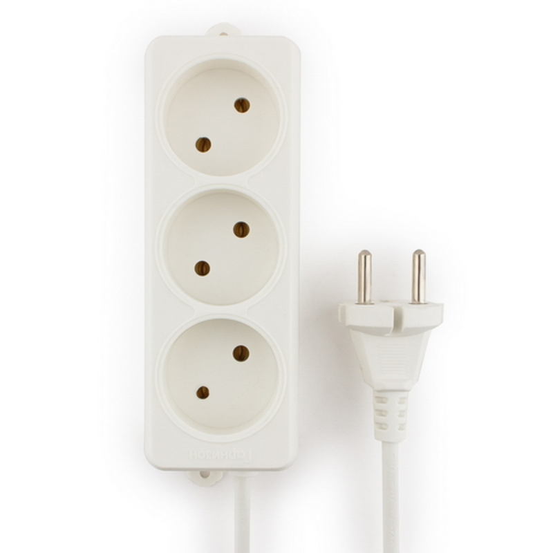 Удлинитель Гарнизон EL-NL3-W-3, 3 розетки допустимый ток 10А, длина 3 метра.