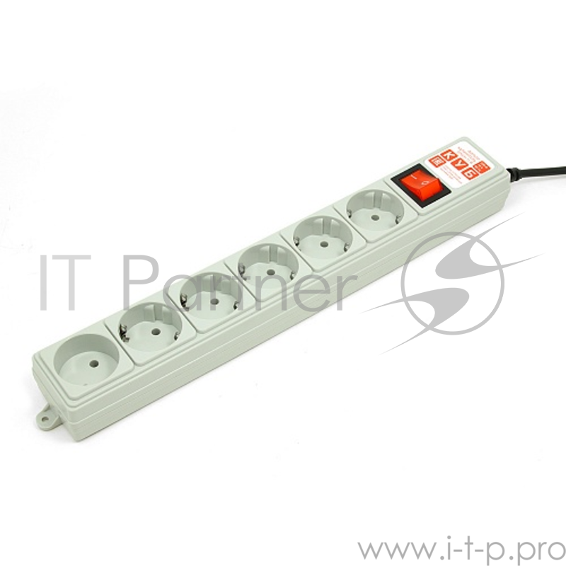 Фильтр-удлинитель Power Cube 1,9 м 6 розеток (серый) 10А/2,2кВт