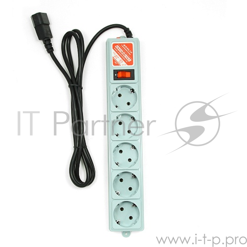 Фильтр-удлинитель Power Cube 1,9 м д/подкл. к UPS (С14), 5 розеток (серый) 10А/2,2кВт