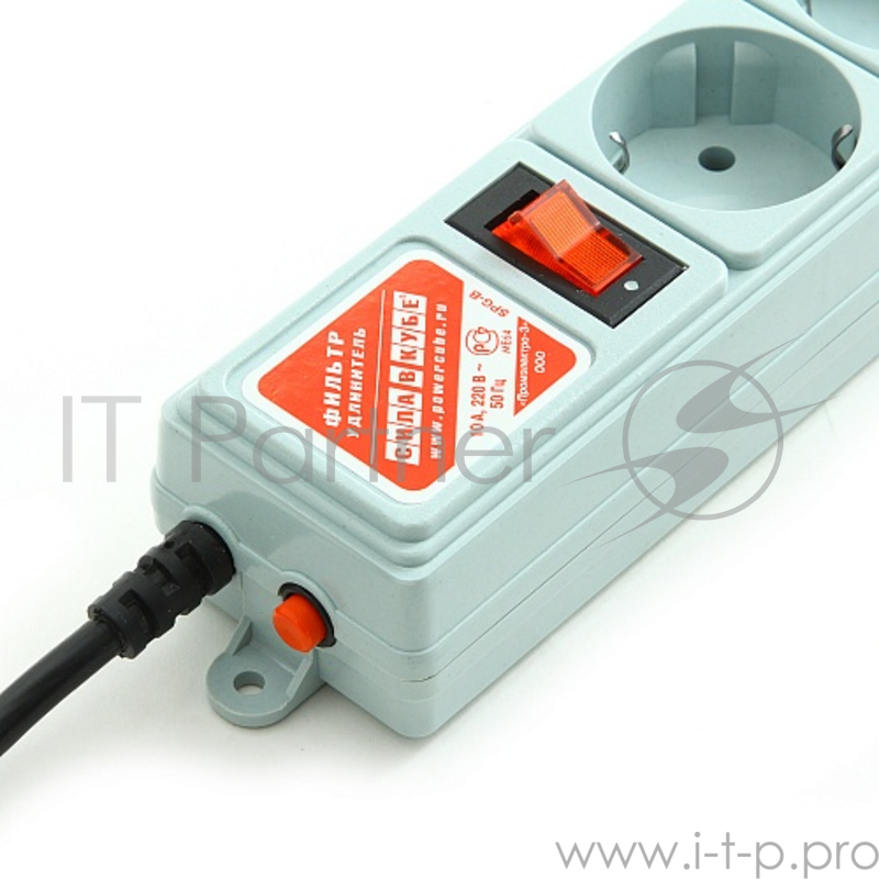 Фильтр-удлинитель Power Cube 1,9 м д/подкл. к UPS (С14), 5 розеток (серый) 10А/2,2кВт